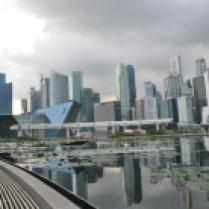 Reflections of the Marina Bay Financial District